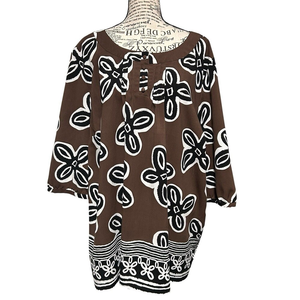 Unbranded Brown White white Short sleeve Career Officecore Travel‎ Vacation 2X